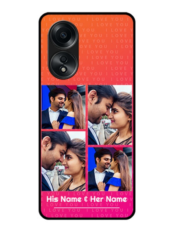 Custom Oppo A58 Custom Glass Phone Case - I Love You Pink Design