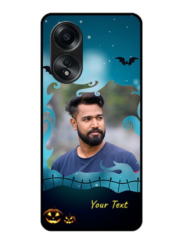 Custom Oppo A58 Custom Glass Phone Case - Halloween frame design