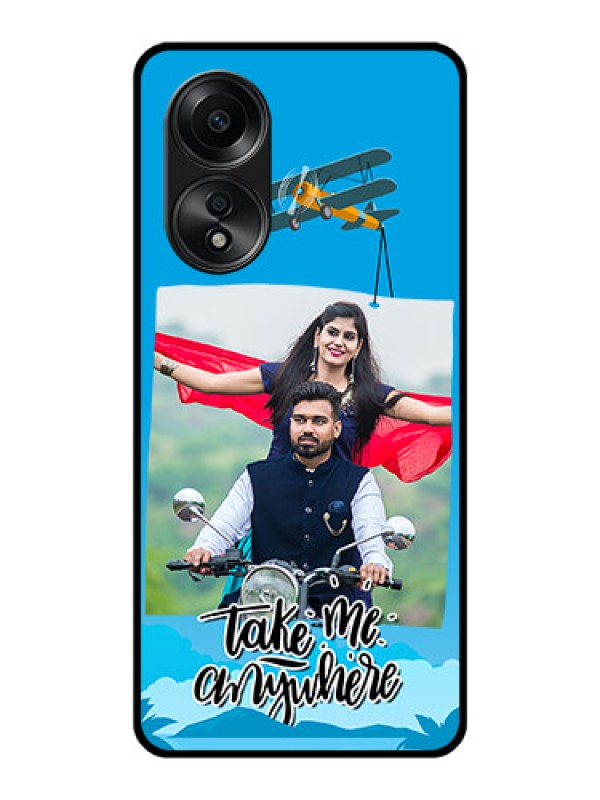 Custom Oppo A58 Custom Glass Mobile Case - Traveller Design