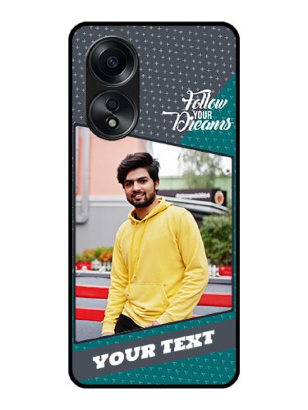 Custom Oppo A58 Personalized Glass Phone Case - Background Pattern Design with Quote