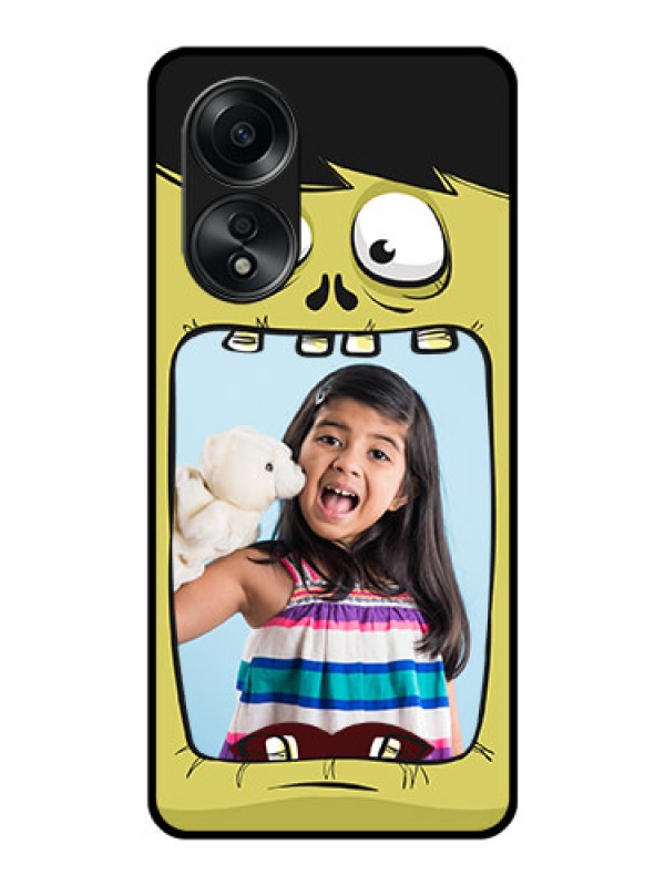 Custom Oppo A58 Personalized Glass Phone Case - Cartoon monster back case Design