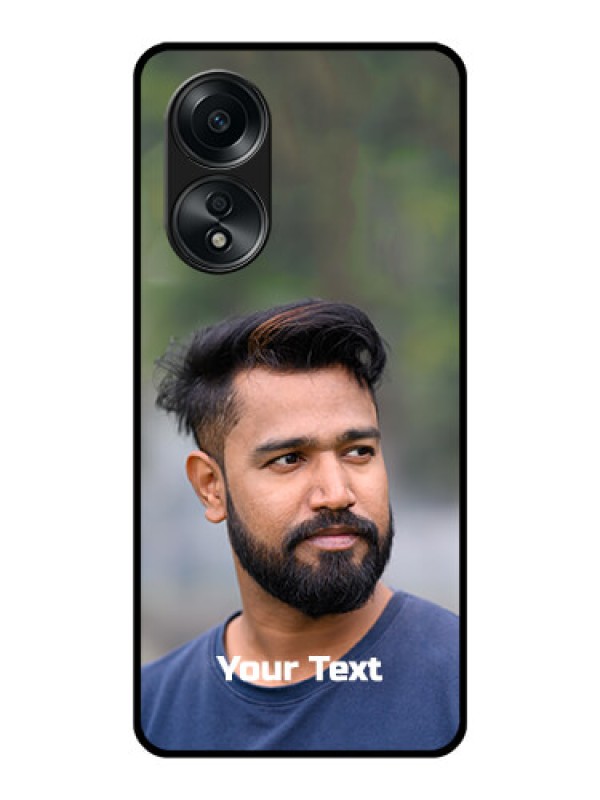Custom Oppo A58 Glass Mobile Cover: Photo with Text