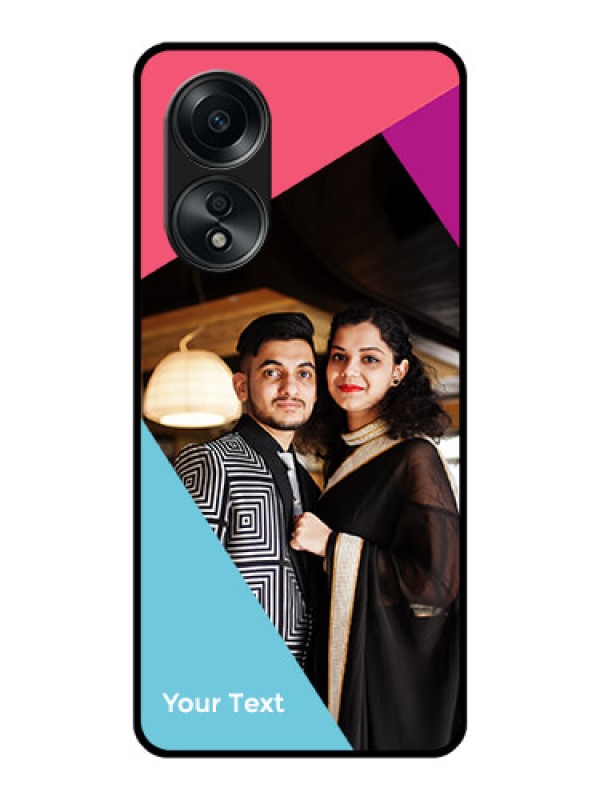 Custom Oppo A58 Custom Glass Mobile Case - Stacked Triple colour Design