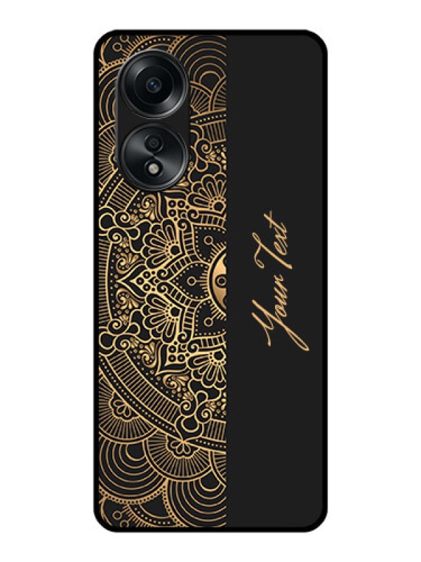 Custom Oppo A58 Photo Printing on Glass Case - Mandala art with custom text Design