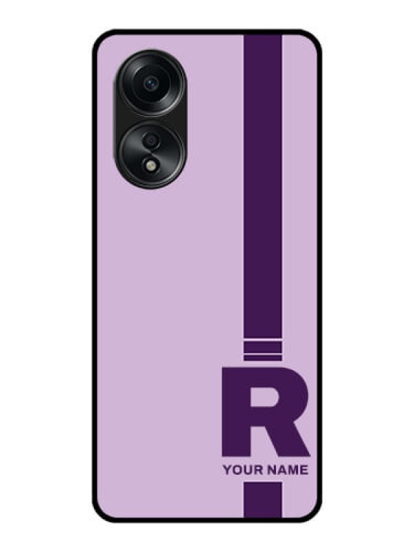 Custom Oppo A58 Photo Printing on Glass Case - Simple dual tone stripe with name Design