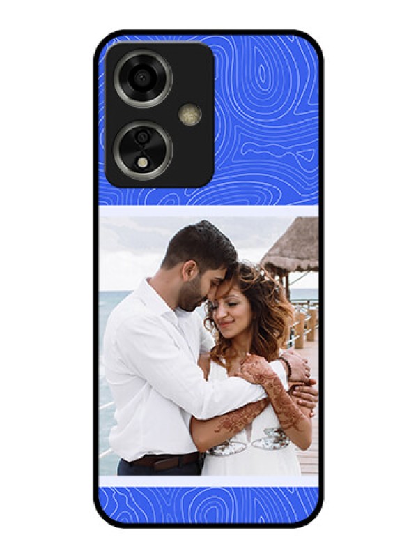 Custom Oppo A59 5G Custom Glass Phone Case - Curved Line Art With Blue And White Design