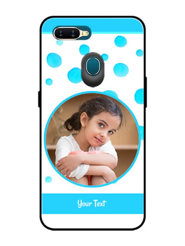 Custom Oppo A5s Photo Printing on Glass Case  - Blue Bubbles Pattern Design