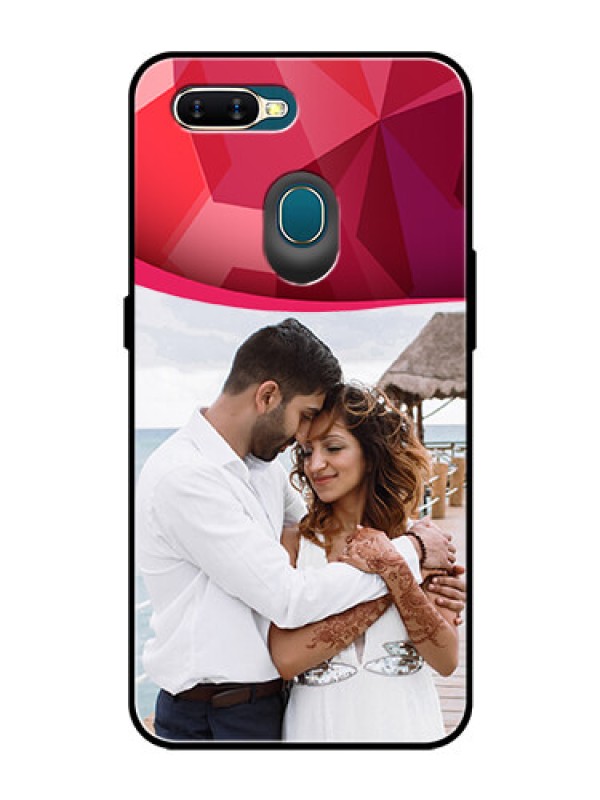 Custom Oppo A5s Custom Glass Mobile Case  - Red Abstract Design