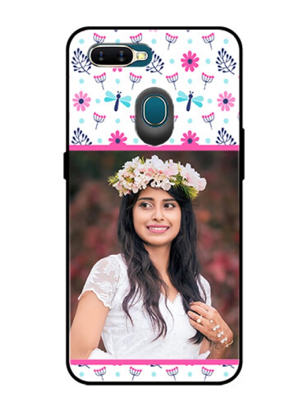 Custom Oppo A5s Photo Printing on Glass Case  - Colorful Flower Design