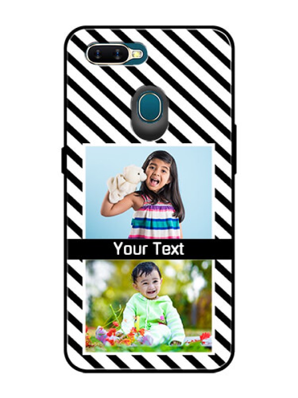 Custom Oppo A5s Photo Printing on Glass Case  - Black And White Stripes Design