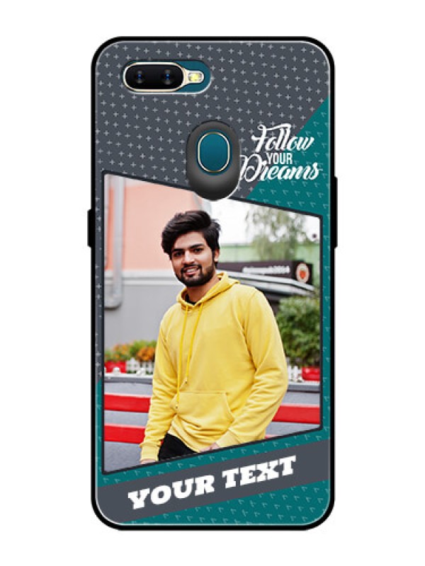 Custom Oppo A5s Personalized Glass Phone Case  - Background Pattern Design with Quote
