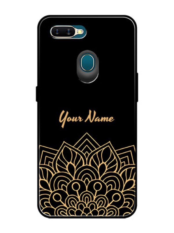 Custom Oppo A5s Custom Glass Phone Case - Golden mandala Design