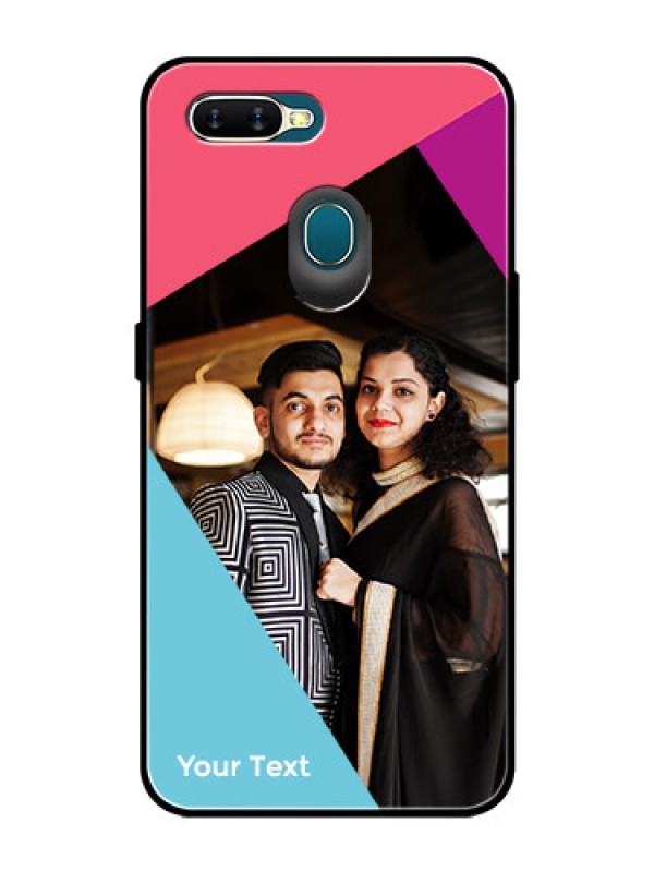 Custom Oppo A5s Custom Glass Mobile Case - Stacked Triple colour Design