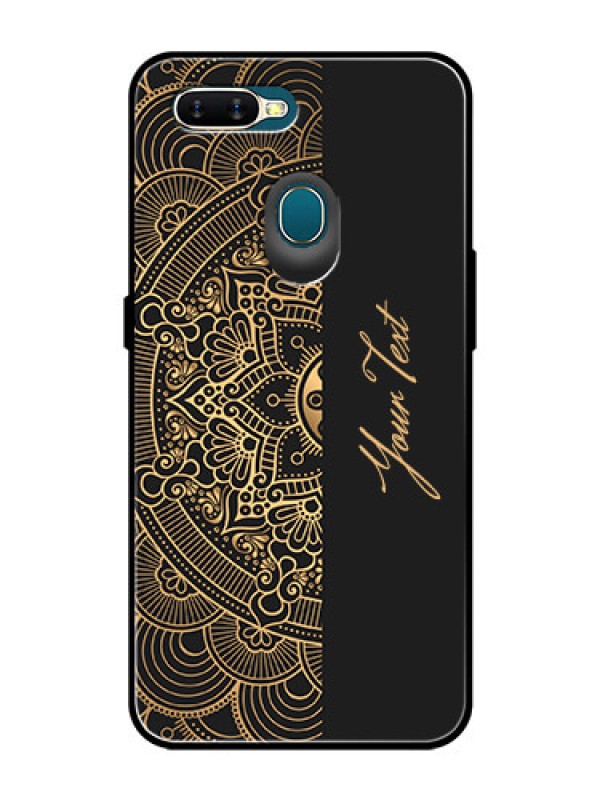 Custom Oppo A5s Photo Printing on Glass Case - Mandala art with custom text Design