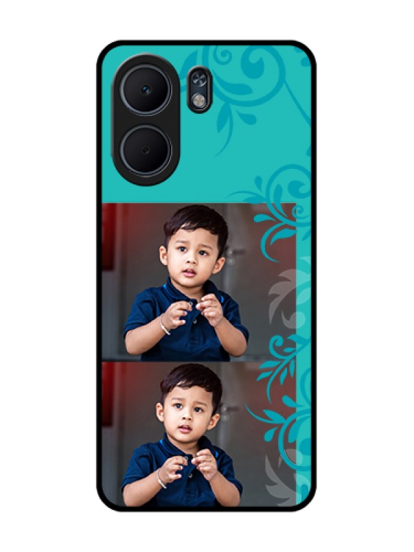 Custom Oppo A5x 5G Custom Glass Phone Case - With Photo And Green Floral Design
