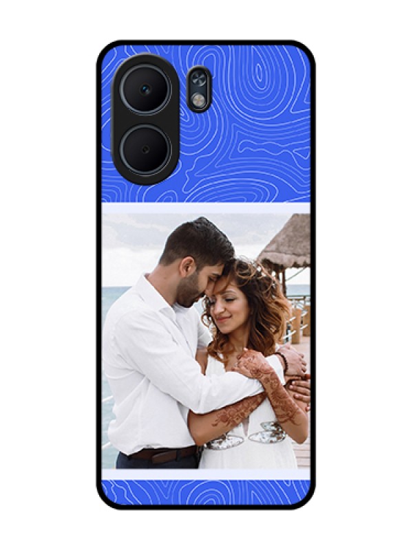 Custom Oppo A5x 5G Custom Glass Phone Case - Curved Line Art With Blue And White Design