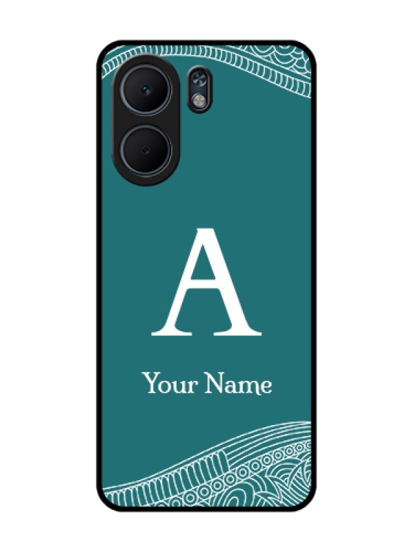 Custom Oppo A5x 5G Custom Glass Phone Case - Line Art Pattern With Custom Name Design