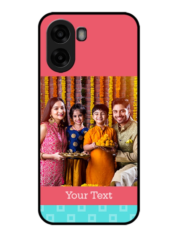 Custom Oppo A6s 5G Custom Glass Phone Case - Peach & Blue Color Design