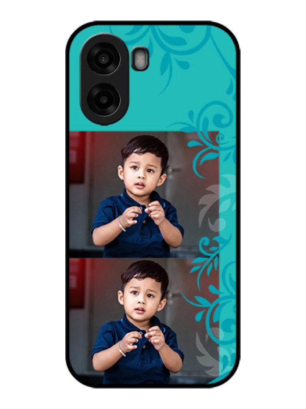 Custom Oppo A6x 4G Custom Glass Phone Case - With Photo And Green Floral Design