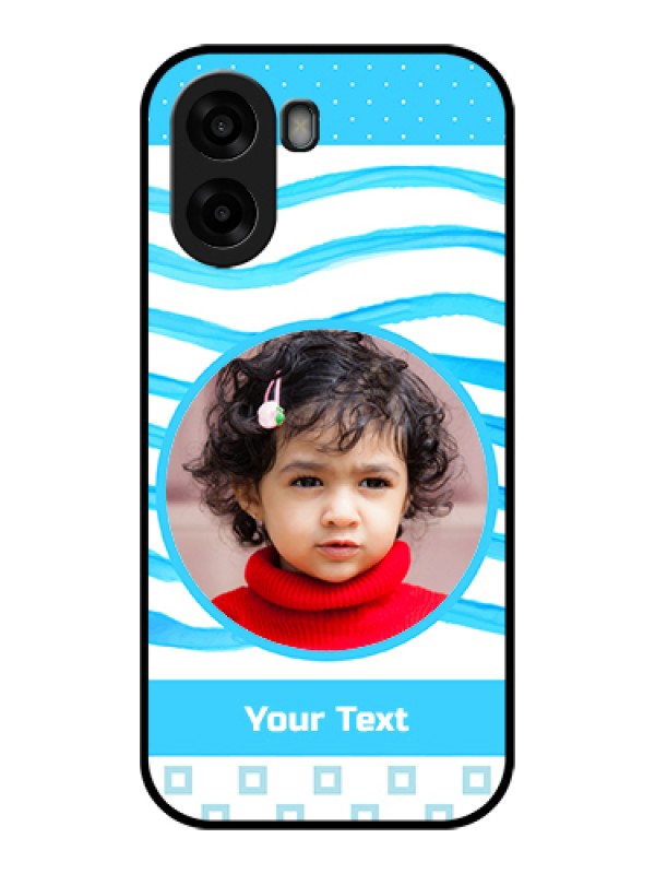 Custom Oppo A6x 5G Custom Glass Phone Case - Simple Blue Case Design