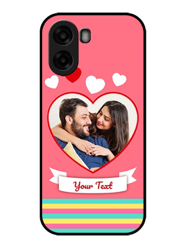 Custom Oppo A6x 5G Custom Glass Phone Case - Love Shapes Doodle Design