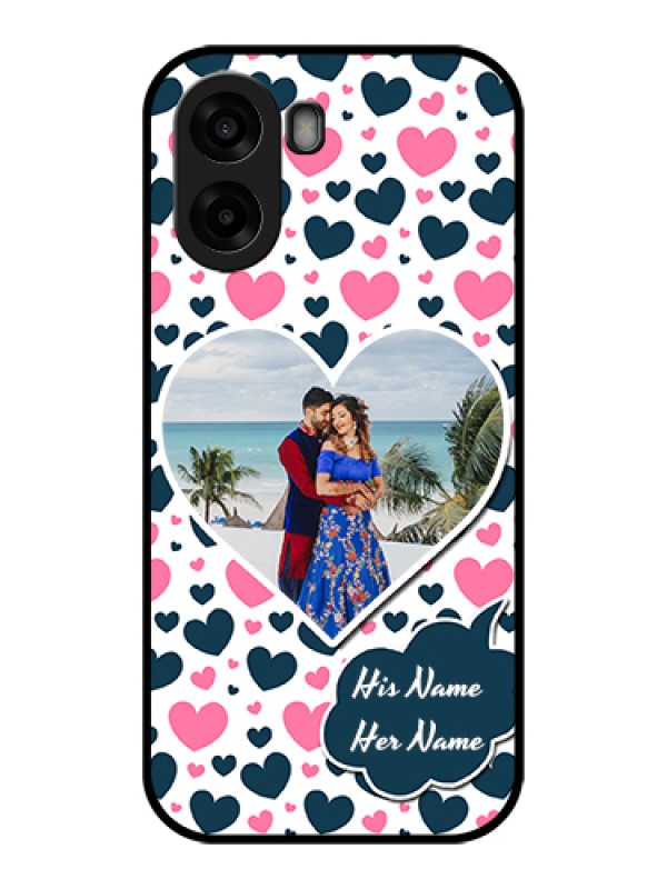 Custom Oppo A6x 5G Custom Glass Phone Case - Pink & Blue Heart Design