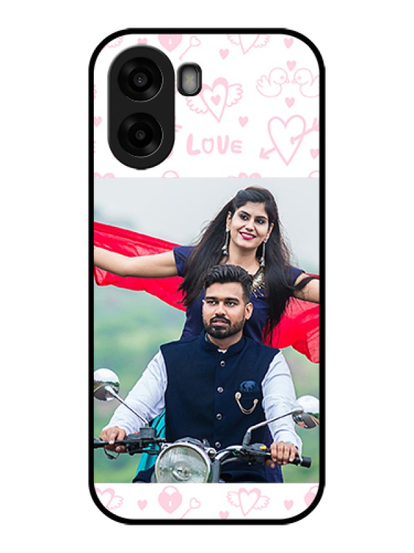 Custom Oppo A6x 5G Custom Glass Phone Case - Pink Flying Heart Design
