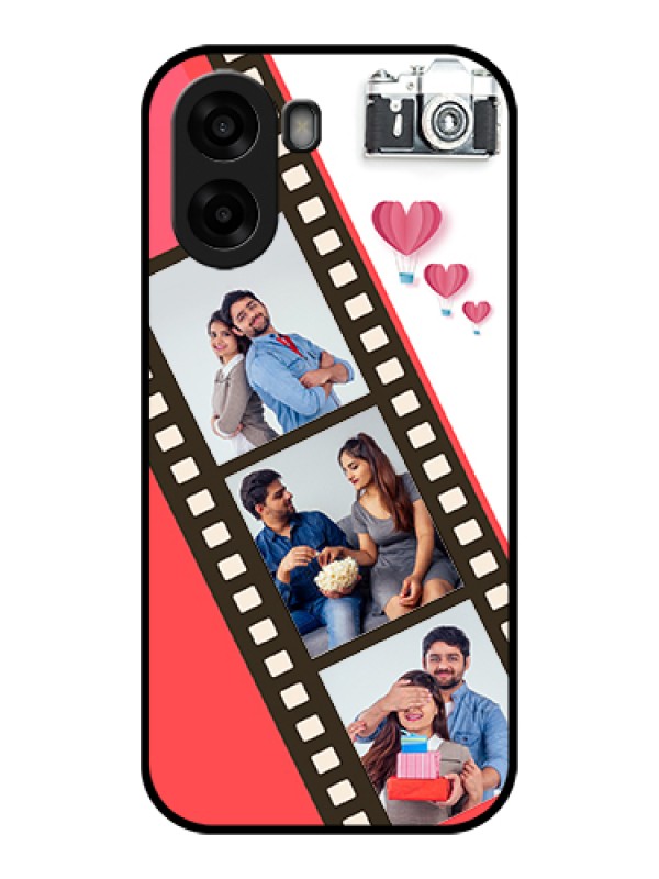 Custom Oppo A6x 5G Custom Glass Phone Case - 3 Image Holder With Film Reel