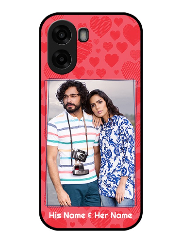 Custom Oppo A6x 5G Custom Glass Phone Case - With Red Heart Symbols Design
