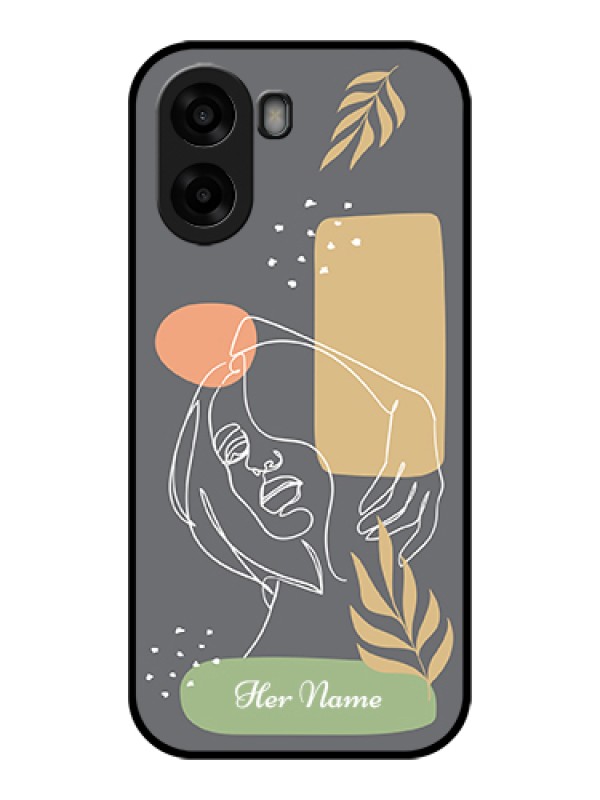 Custom Oppo A6x 5G Custom Glass Phone Case - Gazing Woman Line Art Design