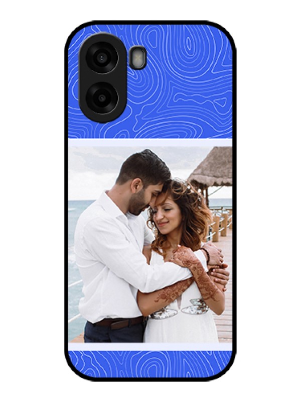 Custom Oppo A6x 5G Custom Glass Phone Case - Curved Line Art With Blue And White Design
