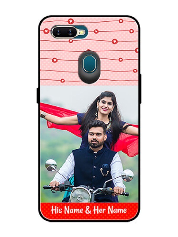 Custom Oppo A7 Personalized Glass Phone Case  - Red Pattern Case Design
