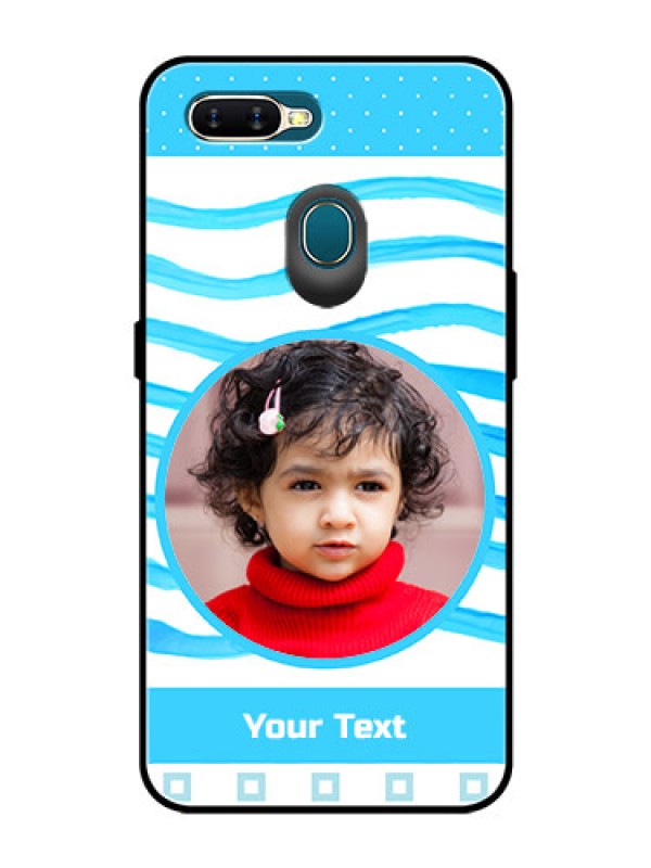 Custom Oppo A7 Custom Glass Phone Case  - Simple Blue Case Design