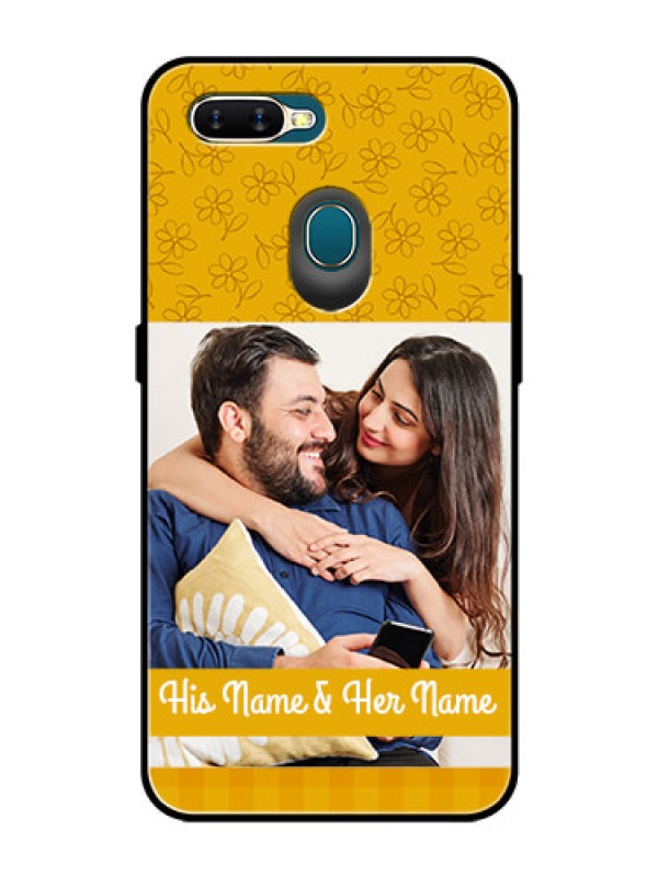 Custom Oppo A7 Custom Glass Mobile Case  - Yellow Floral Design