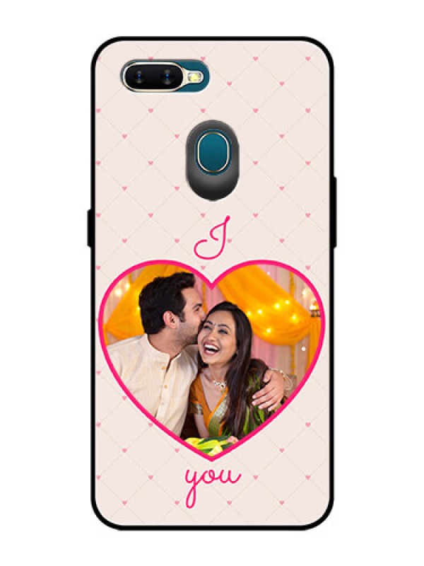Custom Oppo A7 Custom Glass Mobile Case  - Heart Shape Design