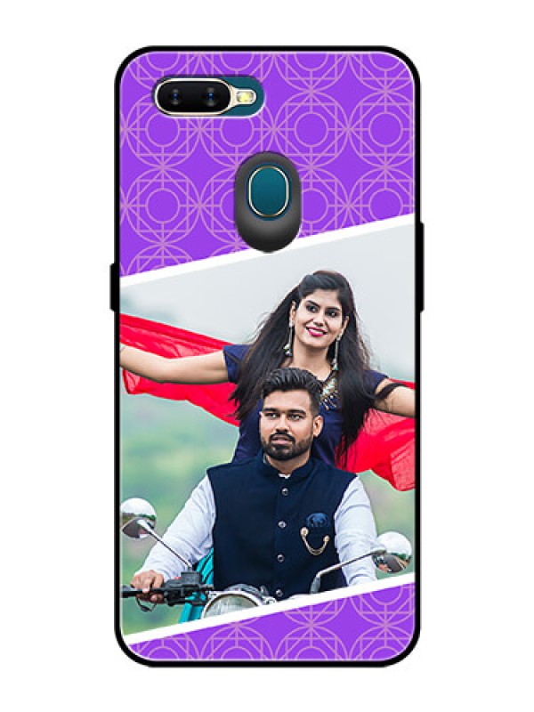Custom Oppo A7 Custom Glass Phone Case  - Violet Pattern Design