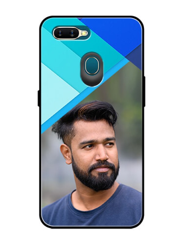 Custom Oppo A7 Custom Glass Phone Case  - Blue Pattern Design