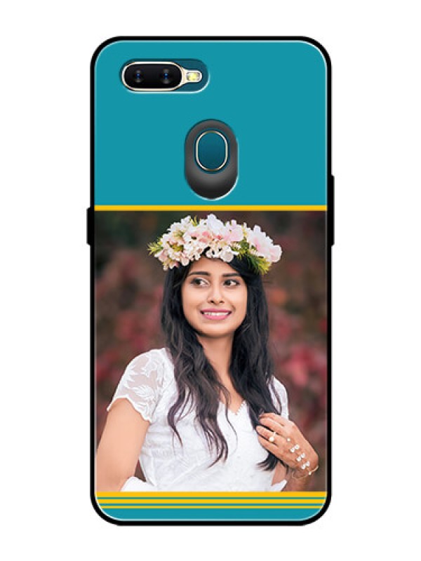 Custom Oppo A7 Custom Glass Phone Case  - Yellow & Blue Design 
