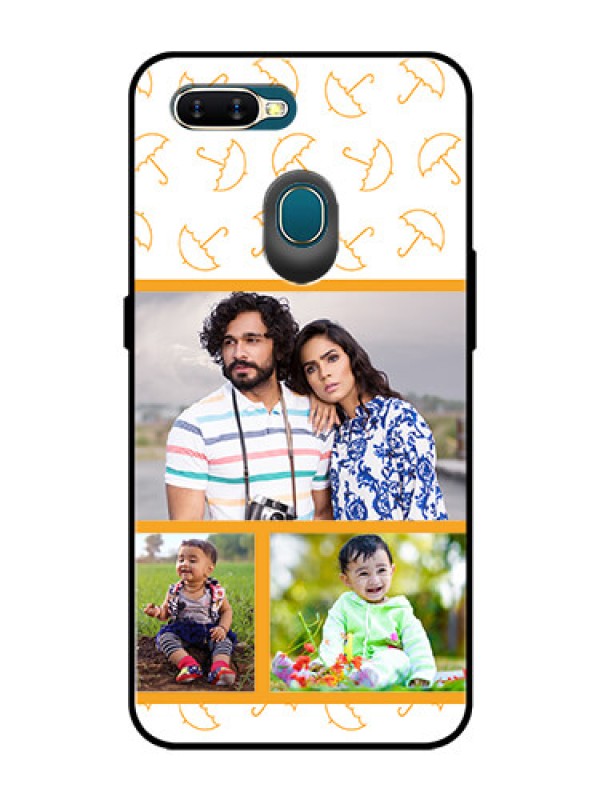 Custom Oppo A7 Custom Glass Mobile Case  - Yellow Pattern Design