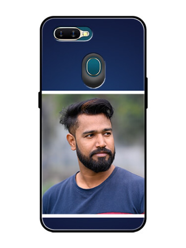 Custom Oppo A7 Personalized Glass Phone Case  - Simple Royal Blue Design