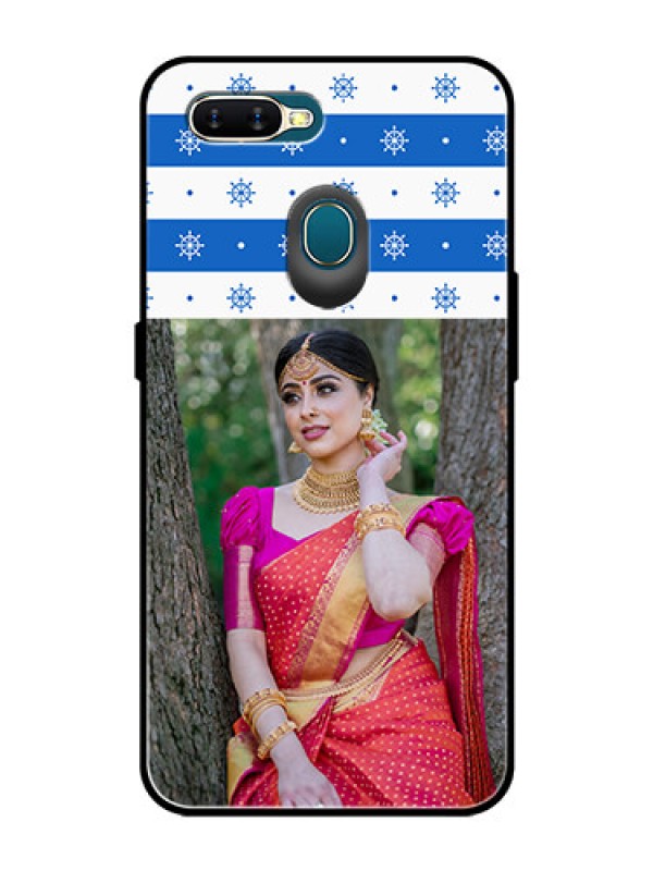 Custom Oppo A7 Photo Printing on Glass Case  - Snow Pattern Design