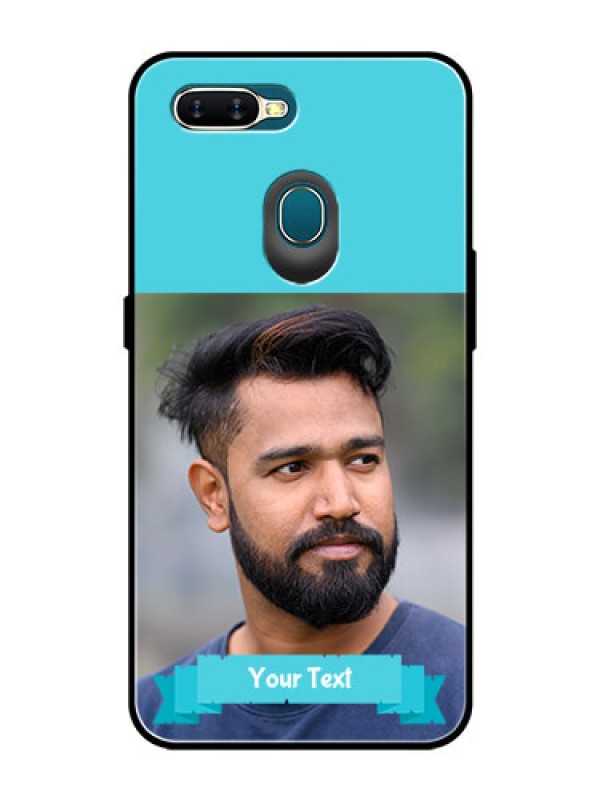 Custom Oppo A7 Personalized Glass Phone Case  - Simple Blue Color Design