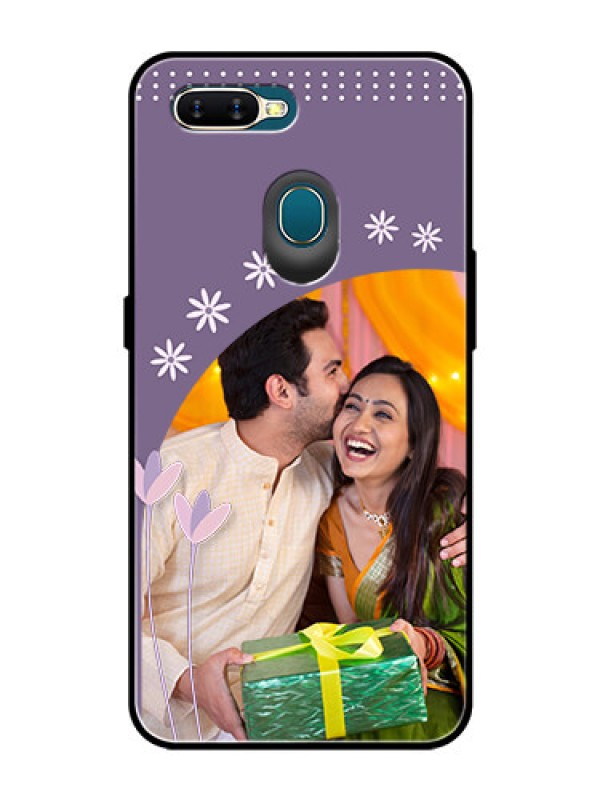 Custom Oppo A7 Custom Glass Mobile Case  - Lavender flowers design 