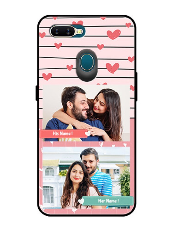Custom Oppo A7 Custom Glass Mobile Case  - Photo with Heart Design