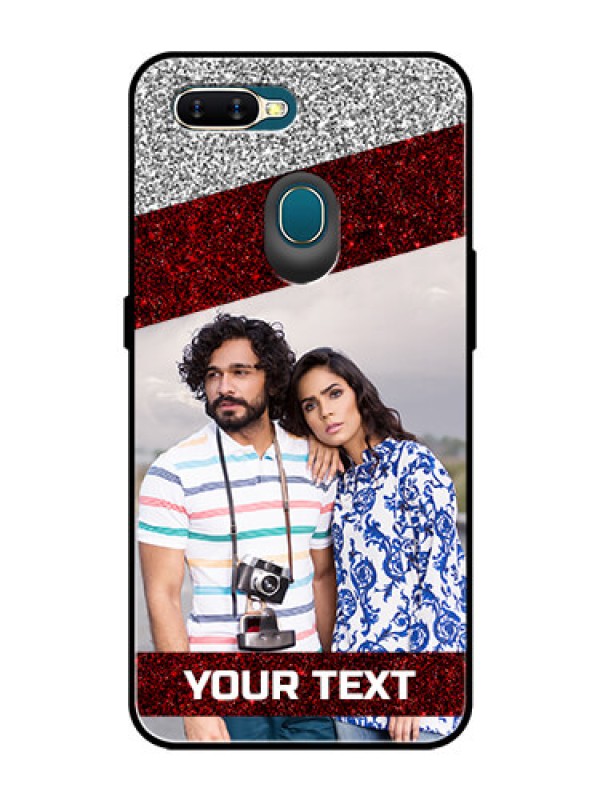 Custom Oppo A7 Personalized Glass Phone Case  - Image Holder with Glitter Strip Design