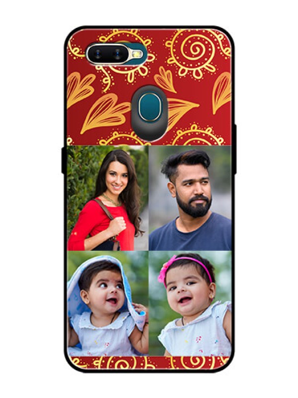 Custom Oppo A7 Photo Printing on Glass Case  - 4 Image Traditional Design