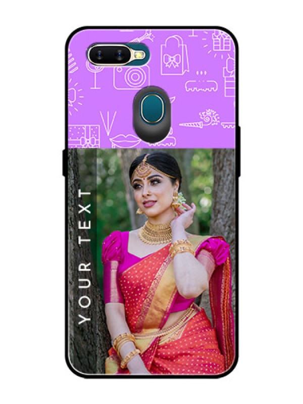 Custom Oppo A7 Custom Glass Mobile Case  - Birthday Icons Design