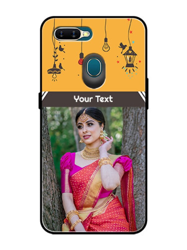 Custom Oppo A7 Custom Glass Mobile Case  - with Family Picture and Icons 