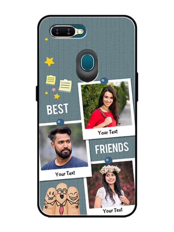 Custom Oppo A7 Personalized Glass Phone Case  - Sticky Frames and Friendship Design