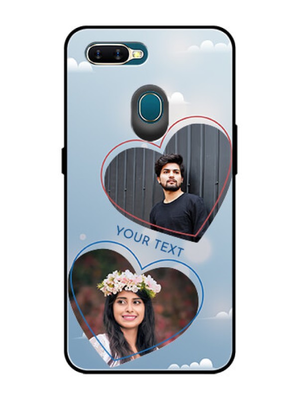 Custom Oppo A7 Custom Glass Mobile Case  - Blue Color Couple Design 
